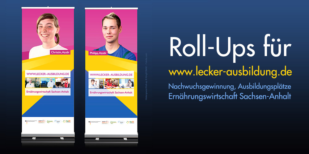 Roll-Ups Nachwuchsgewinnung, Ausbildung, Azubi, Lebensmittel, Werbung