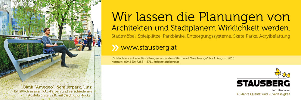 Anzeige Werbung Fachmagazin Stadtmöbel von Stausberg